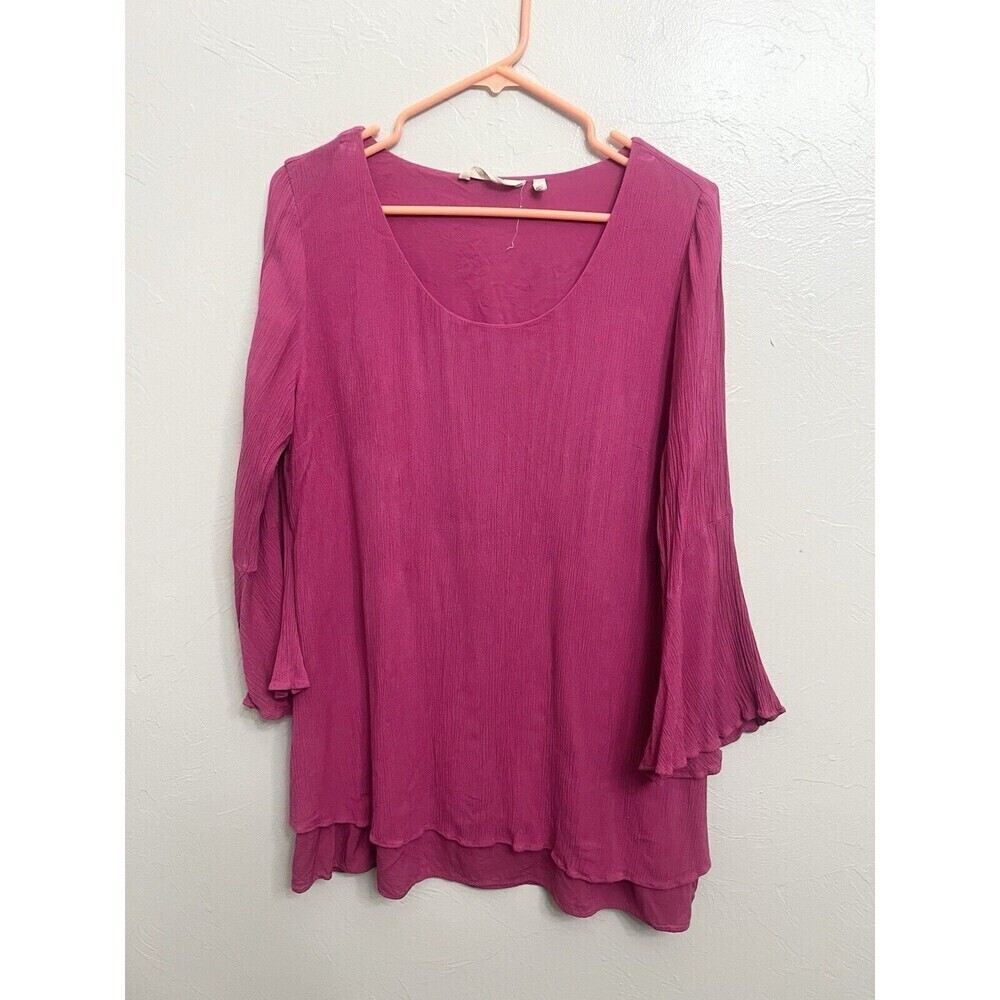 Soft Surroundings Shirt Boxy Gauze Tunic Top Womens Large Pink Fairy Gypsy Boho